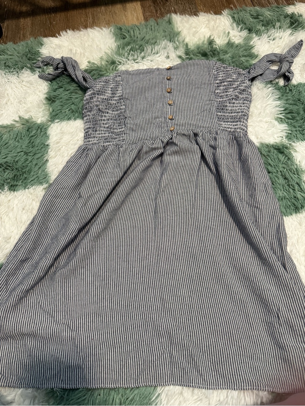 American Eagle Outfitters Navy and White Striped Tie-Shoulder Mini Dress
